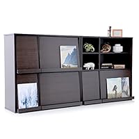 LOWYA ロウヤ 収納 本棚 シェルフ ディスプレイ　横型 Amazon｜LOWYA ロウヤ ディスプレイラック 本棚 扉付き 収納棚 木製